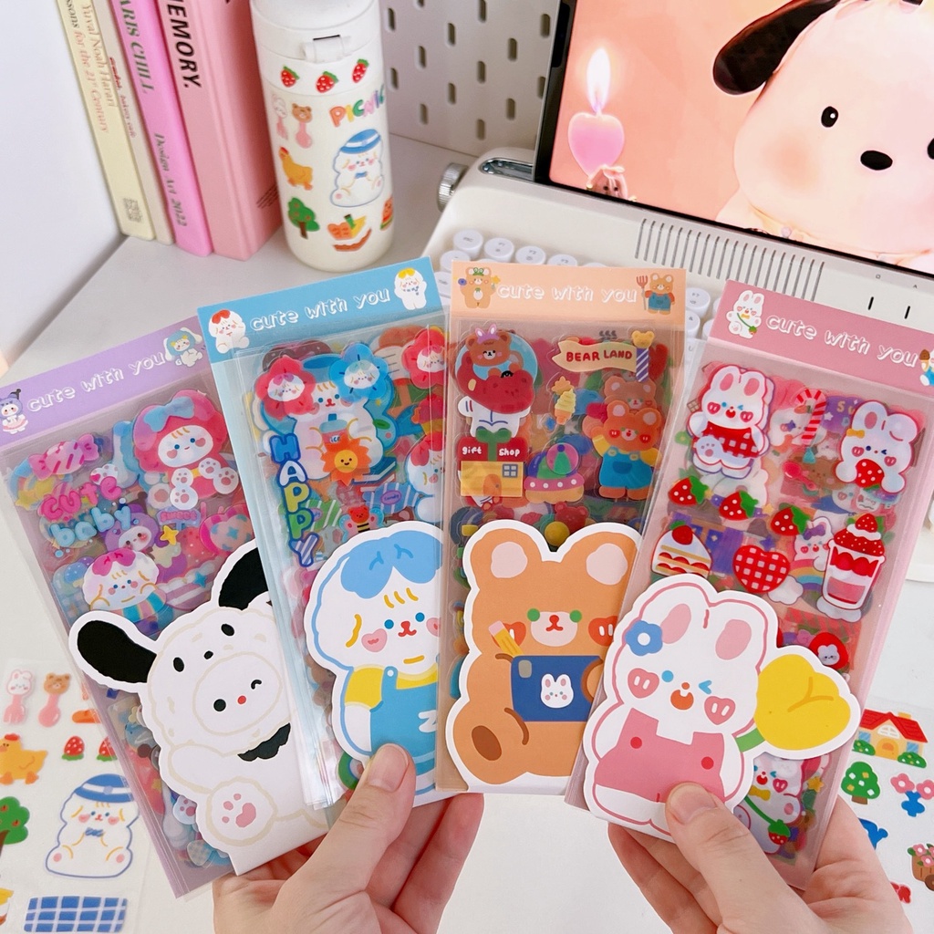 10 Buah/Set Lucu Kartun Hewan Stiker In Transparan Hewan Peliharaan Tahan Air Tangan Akun Stiker Cangkir Air Laptop Diary DIY Dekorasi Stiker Alat Tulis