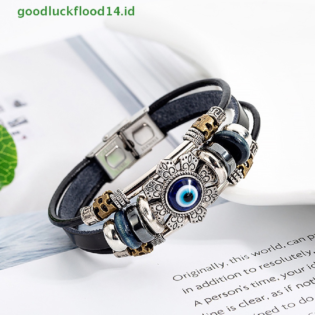 [GOOGFOUR] Lucky Eye Turkish Evil Eye Bracelets Punk Multilayer Kulit Handmade Bracelet [TOP]