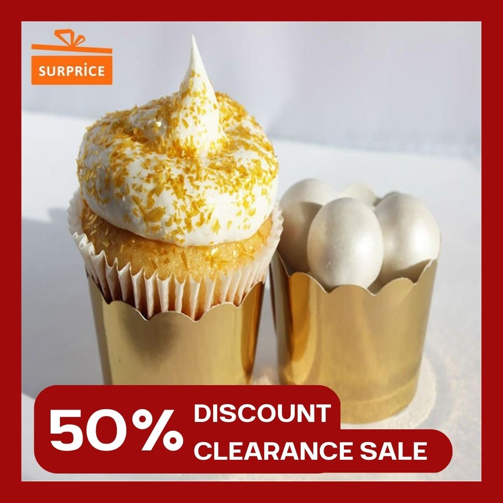 [MEGA SALE] Surprice Kertas Cup Cake Muffin Silver Gold Aluminium Foil (isi 10pcs) / Cupcake Paper E
