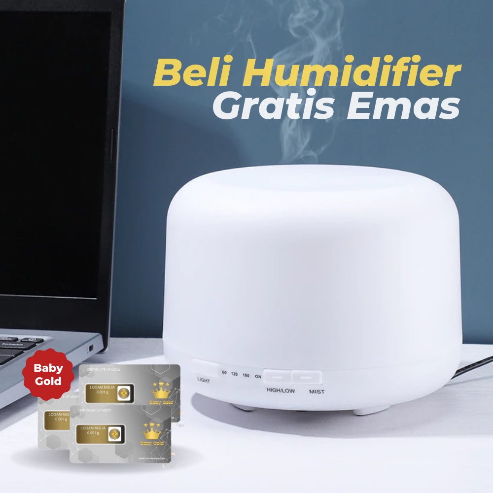 GRATIS EMAS Humidifier Pengharum ruangan Elektrik 7 LED With Remote Control 300ml