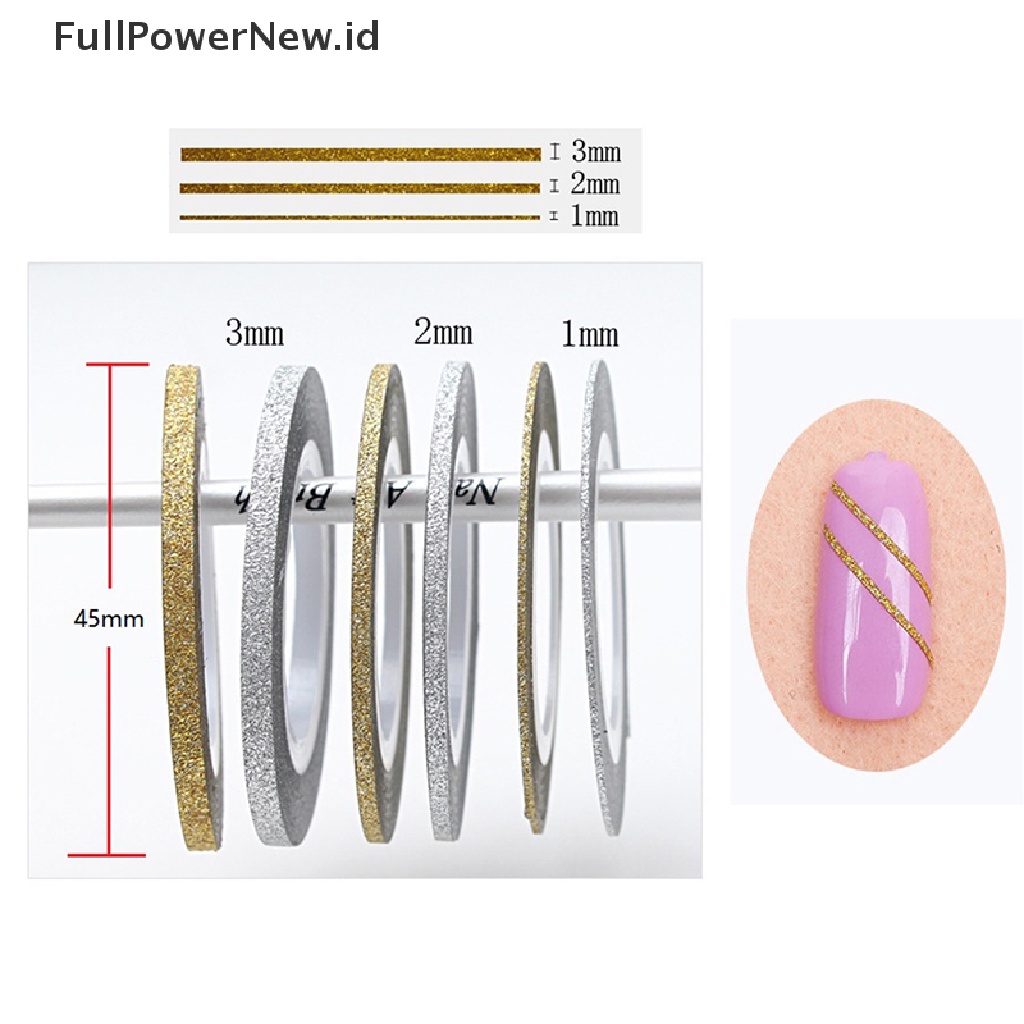 Power 14roll/set nail art striping tape Garis diy nail art tips deco Er1 /2/3mm ID