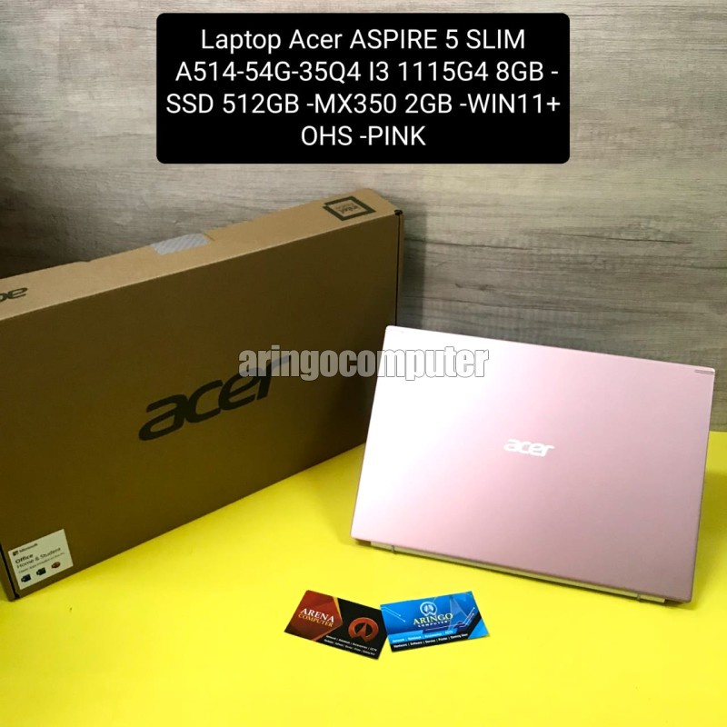 Laptop Acer ASPIRE 5 SLIM A514-54G-35Q4 I3 1115G4 8GB -SSD 512GB -MX350 2GB -WIN11+OHS -PINK
