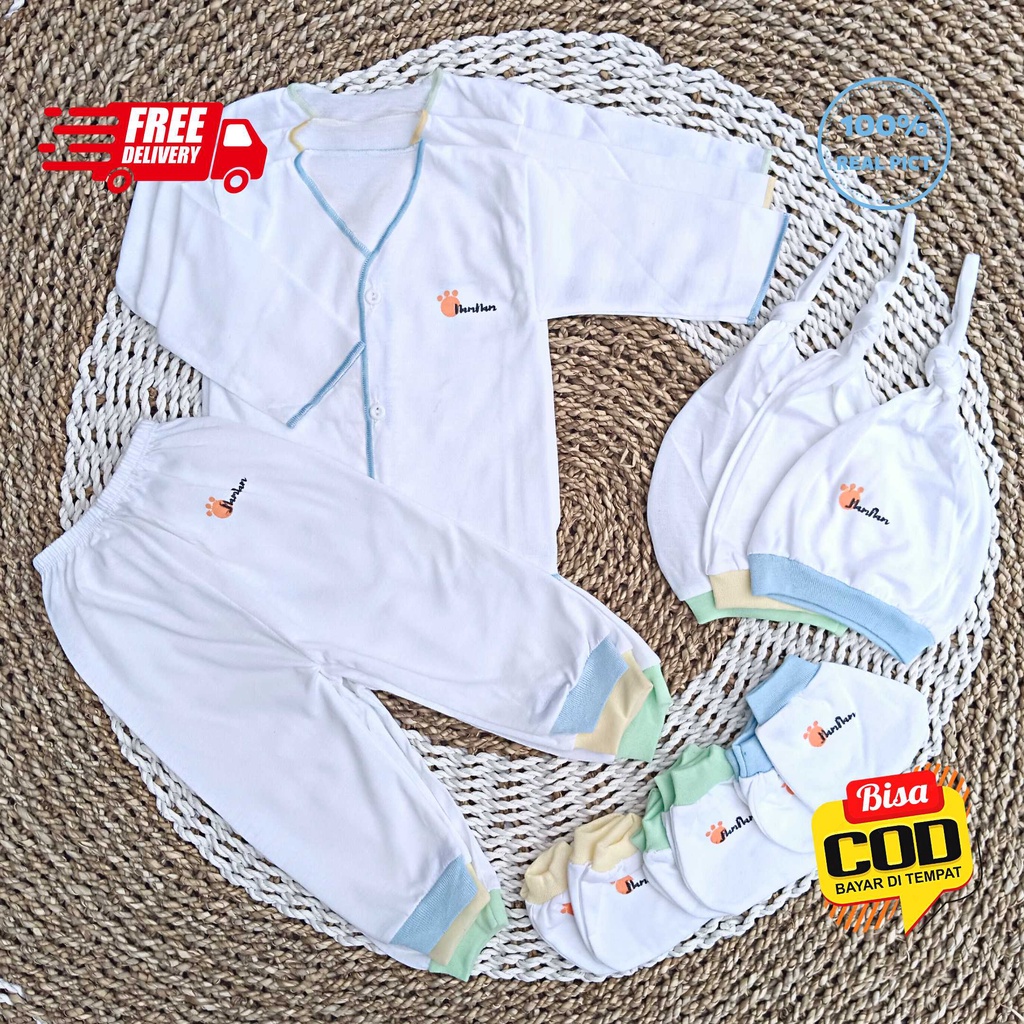 Paket Hemat 1 Stel Baju Bayi Panjang 1 Topi dan 1 Set Sarung Tangan dan Kaki Bayi merk Namnam