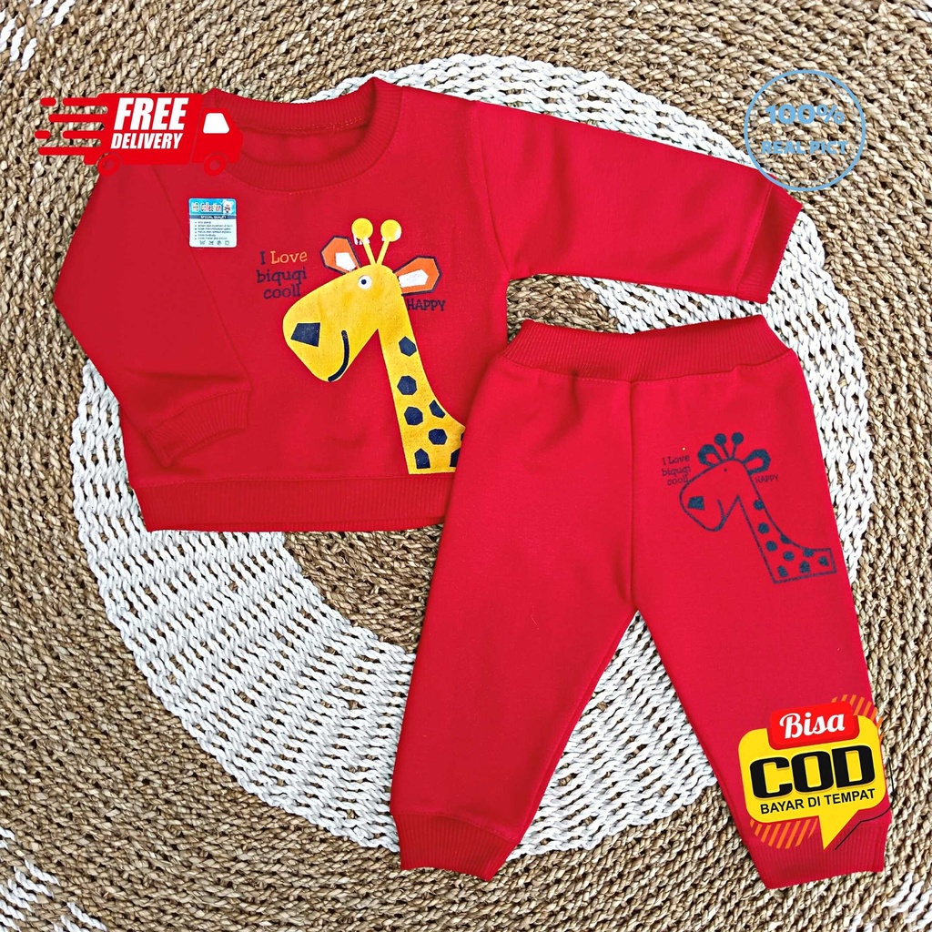 Setelan Jaket Bayi Anak 3 - 18 Bulan HB Collection, Setelan Sweater Anak GIRAFFE I LOVE