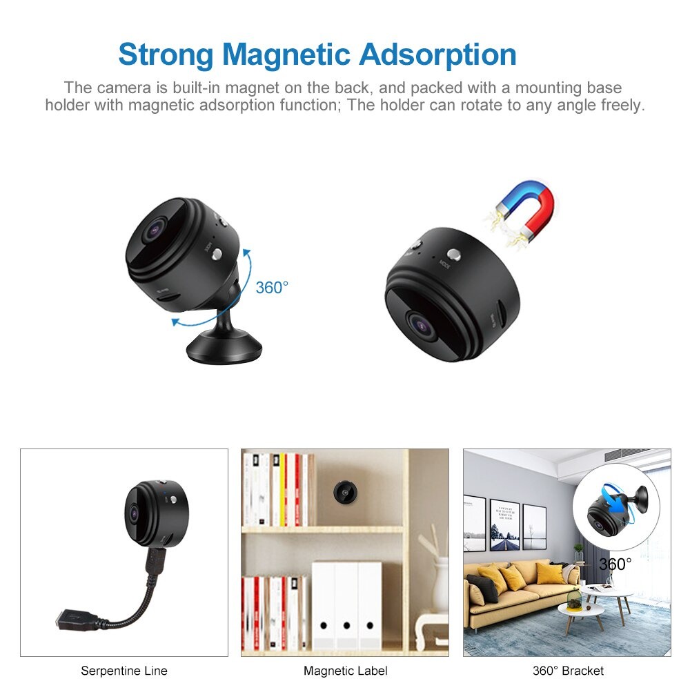 CCTV WIFI Mini Tersembunyi Wireless Dengan Hp Portable Wide Angle Nightvision 1080P