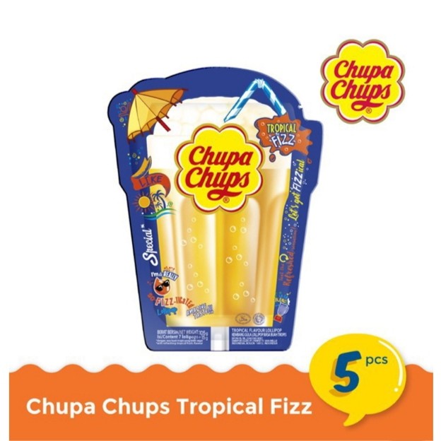 

Chupa Chups Permen Lolipop Tropical Fizz 5 x 15 gr