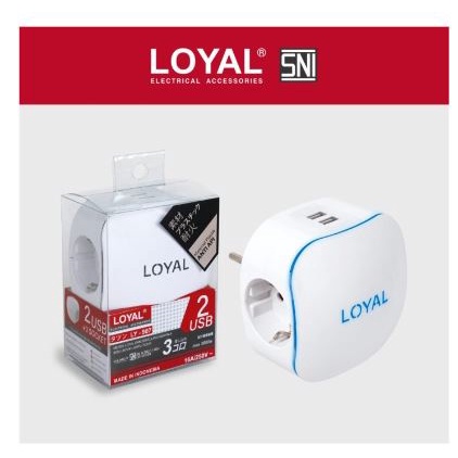 Loyal SY907 Steker 3 lubang + 2 USB + Lampu Indikator