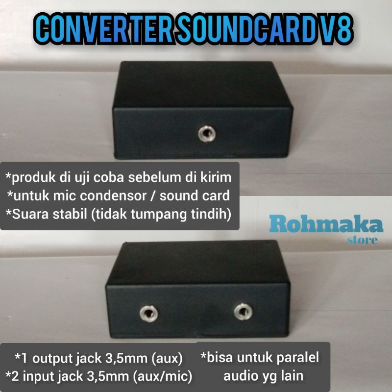 CONVERTER MIC CONDENSOR SOUNDCARD V8  Suara stabil kanan kiri