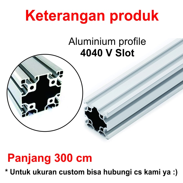 [HAEBOT] Aluminium Profile V Slot 4040 40x40 AP4040 Alumunium 3 Meter Profil Frame CNC Extrusion Mini Kerangka Mekanik Series 40mm x 40mm 3D Printer