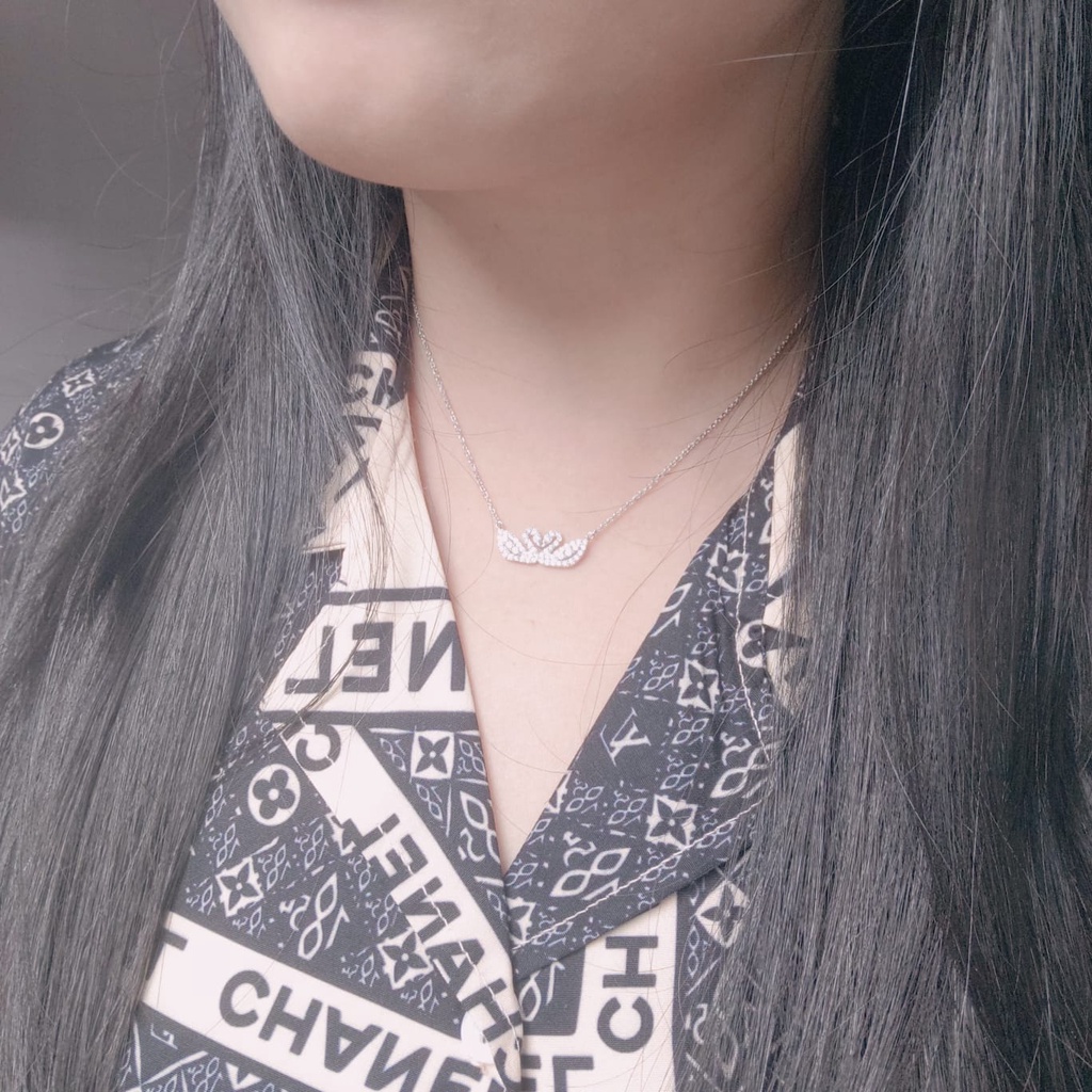 kalung swan emas putih asli