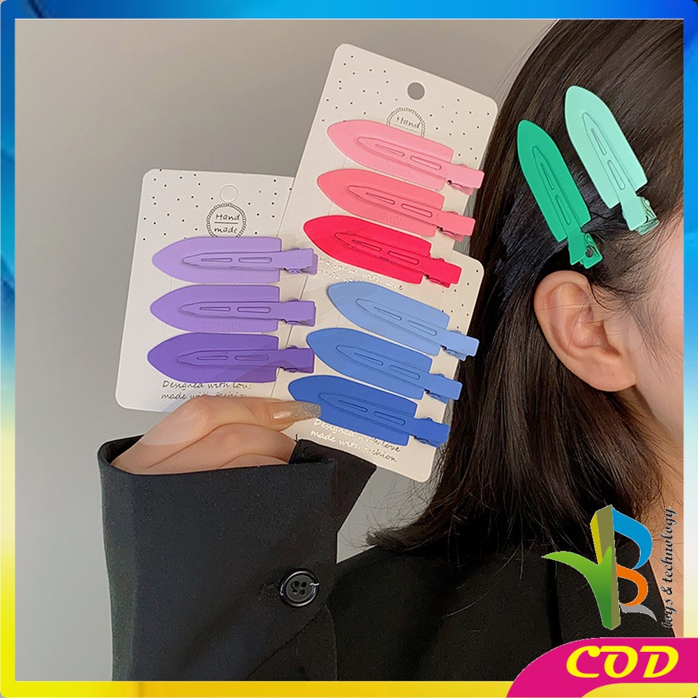 RB-C769 Jepit Rambut Korea Wanita 3IN1 Motif Polos Warna Warni / Set Hair Clip Jepitan Aksesoris Rambut Cewek Kekinian Import