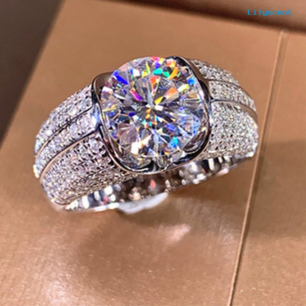 [LS] Cincin Wanita Temperamen Sederhana Alloy Cubic Zirconia Tertanam Hadiah Ideal Cincin Jari Untuk Pesta