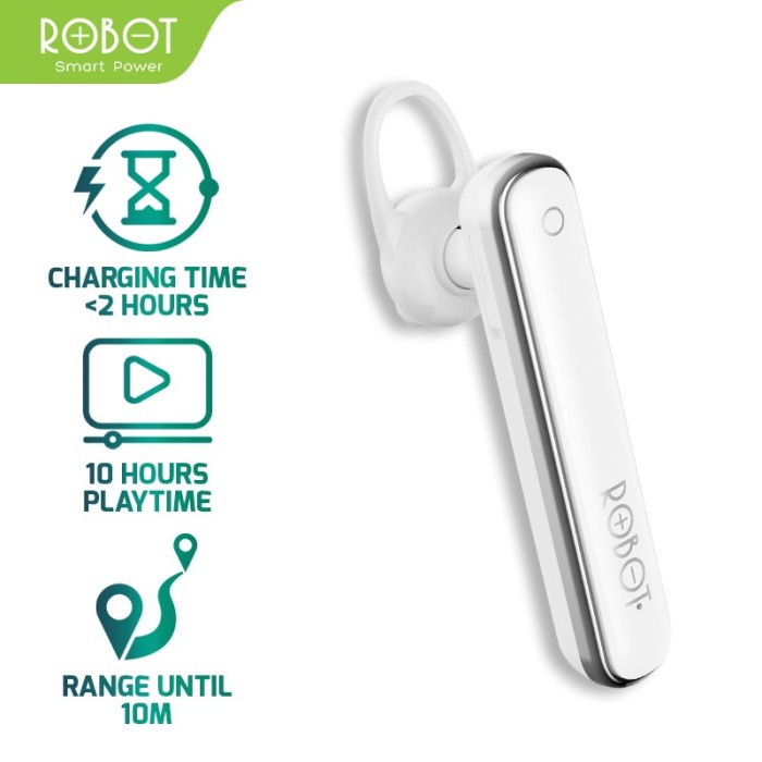 headset bluetooth HEADSET BLUETOOTH 4.2 Earphone ROBOT R3 Sporty Universal ORIGINAL - TALK10 PUTIH(Q