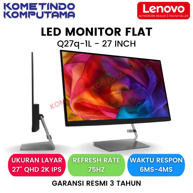 Lenovo Q27q-1L 27&quot; LED Monitor QHD 2K IPS DP HDMI 75Hz Garansi Resmi