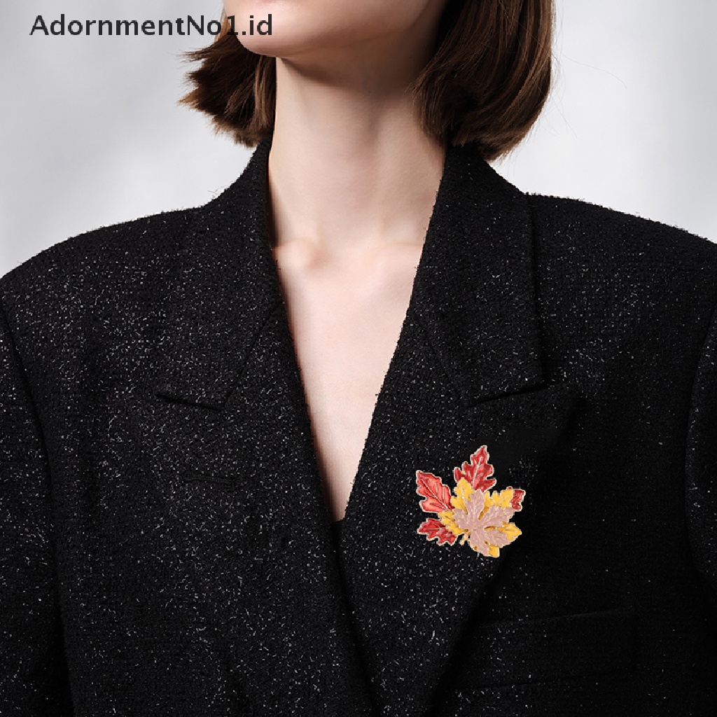 [AdornmentNo1] Vintage Bros Daun Maple Bros Untuk Wanita Alloy Enamel Lapel Brooch Pin Sweater Mantel Aksesoris Pakaian Perhiasan Hadiah [ID]