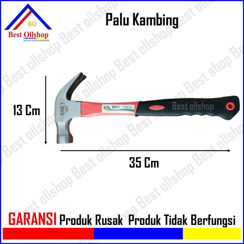 Palu Kambing Gagang Fiber Magnet GERIGI 16 oz / Palu Tukang Cabut Paku Gagang Plastik