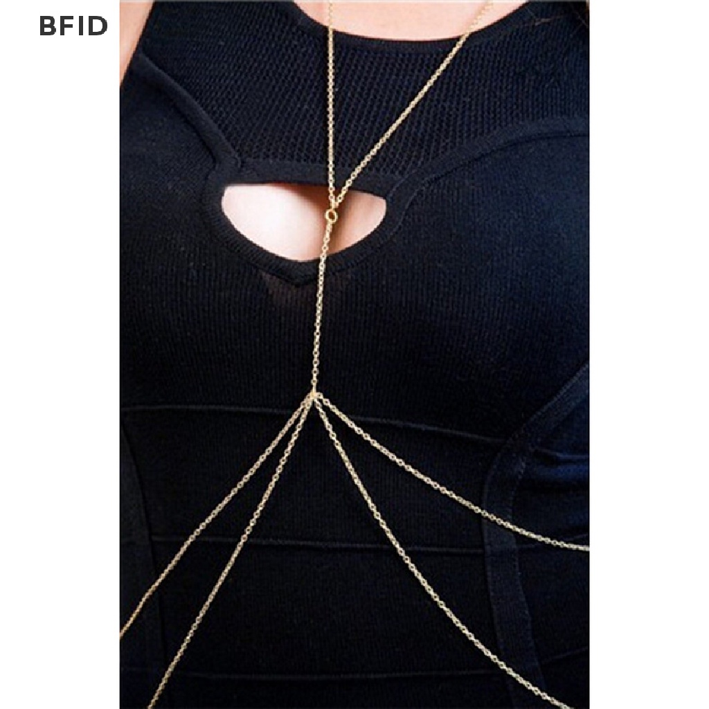[BFID] Wanita Sexy Fashion Emas Tubuh Perut Pinggang Rantai Bikini Pantai Harness Kalung [ID]