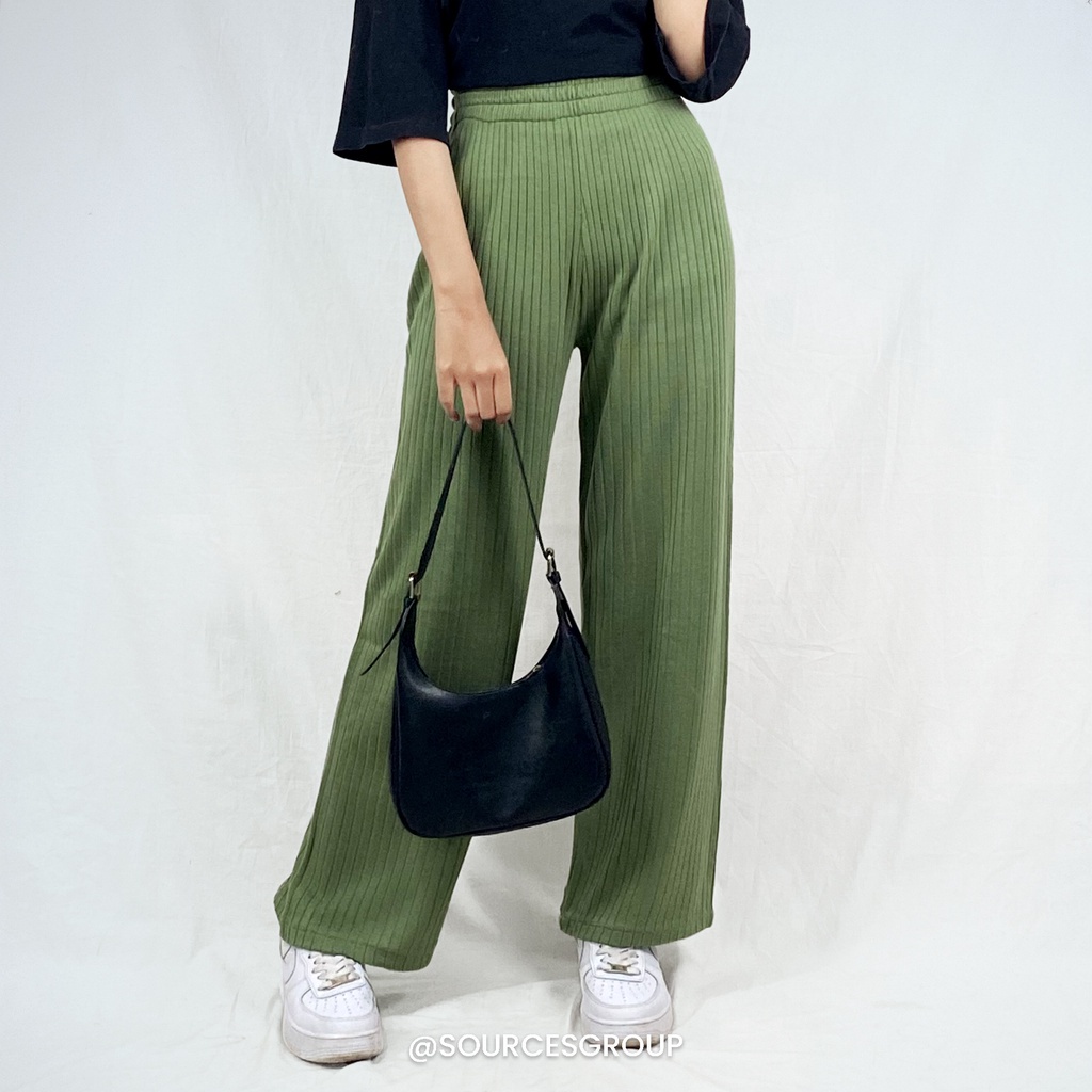 Korean Loose Pants Trousers Wanita - Loungewear -Celana Murah Berkualitas Kulot Knit Premium