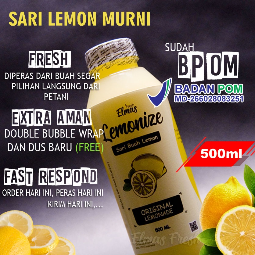 Sari Lemon Asli LEMONIZE 500ml Minuman Diet BPOM Penurun Berat Badan Pelangsing dan Detox Murah