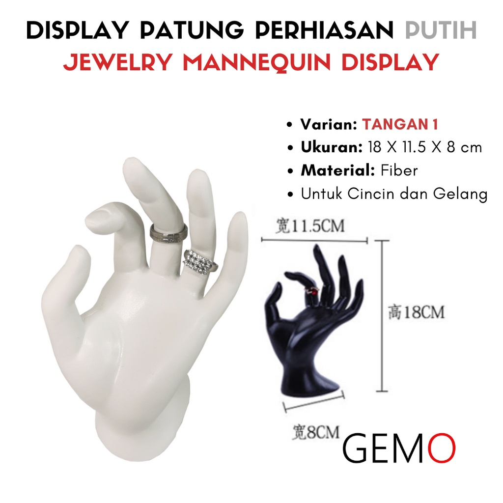 Display Patung Putih Perhiasan Manekin untuk Cincin Gelang Kalung Anting cocok untuk Alat Peraga Toko Emas Perak Permata Berlian Perak Diamond