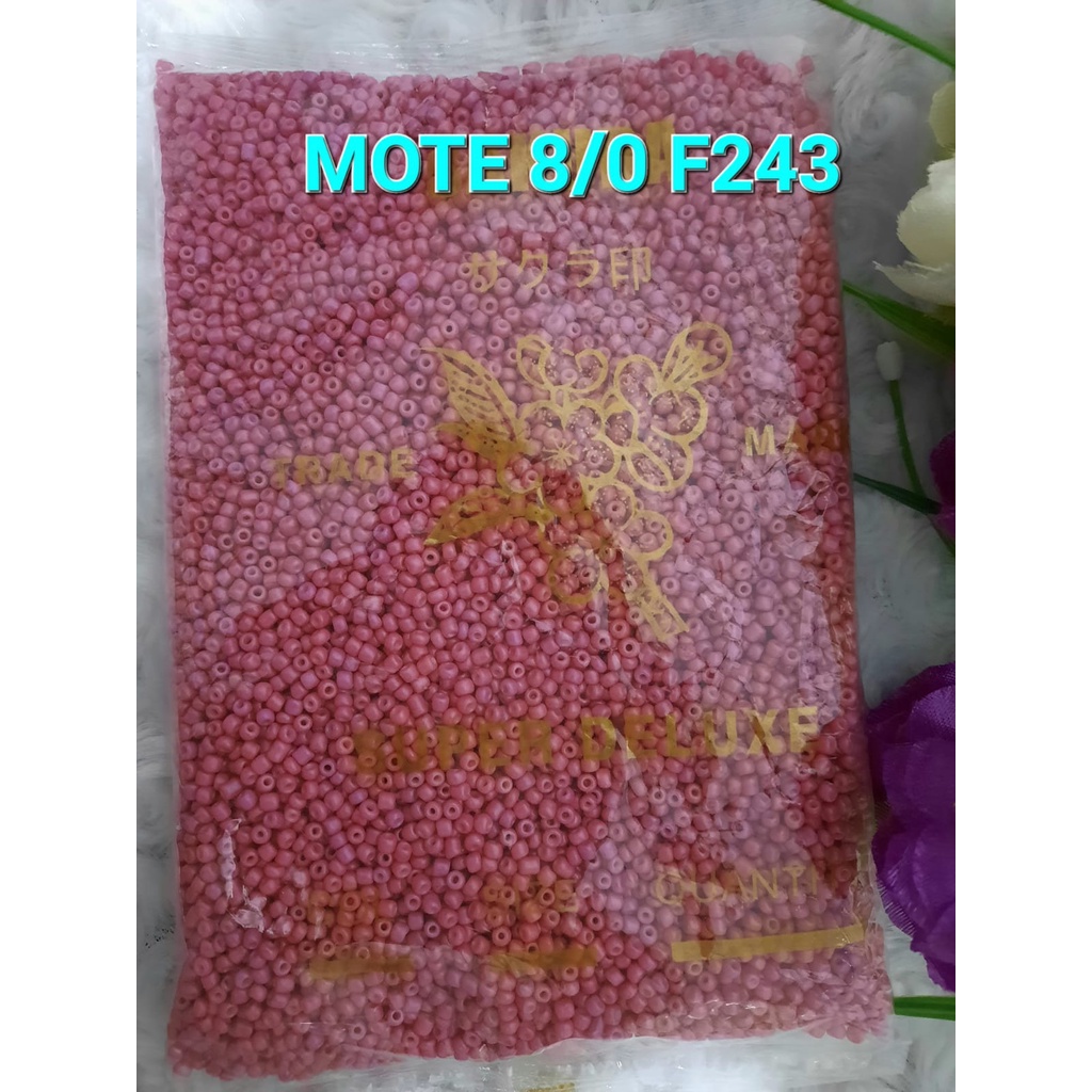 450 GR MOTE PASIR 8/0 F243 PINK DOP/ MANIK /KERAJINAN TANGAN GELANG DAN KALUNG /MONTE /DIY