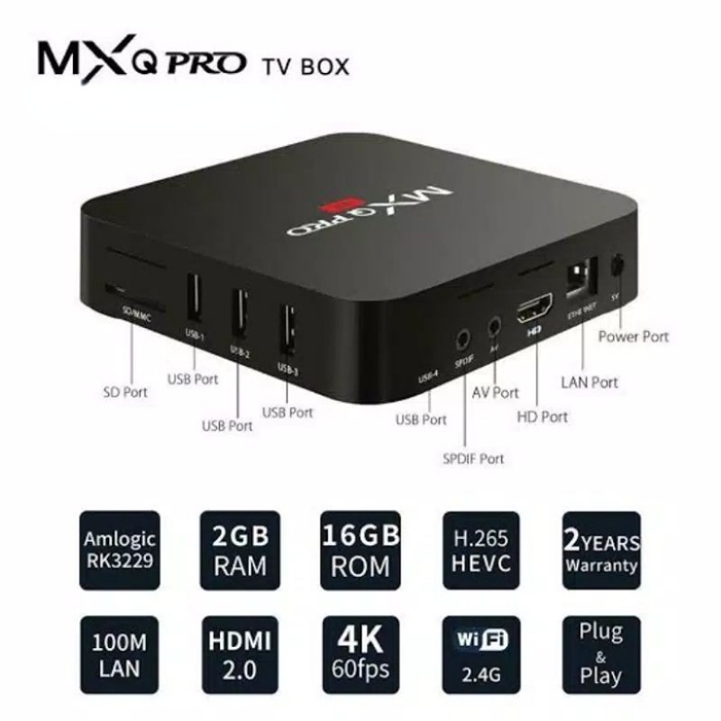 【COD】 MXQ Pro Smart Box 4k Smart TV Box Android 10.0 HD Quad Core Internet TV Box 1+8GB 2.4GHZ WiFi Smart TV Box Media Player