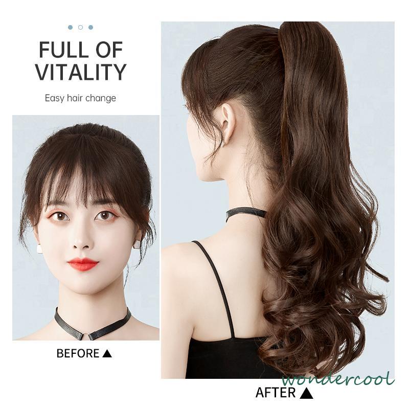 Ikat Rambut Palsu Gelomban Wig Rambut Gelombang Cakar Klip Rambut Pendek Kuncir Kuda Poni Keriting 8 Gigi Klip Wig Wanita-Won