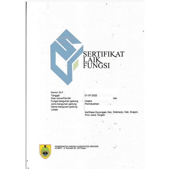 

PBG / SLF Sertifikat Laik Fungsi bangunan gedung