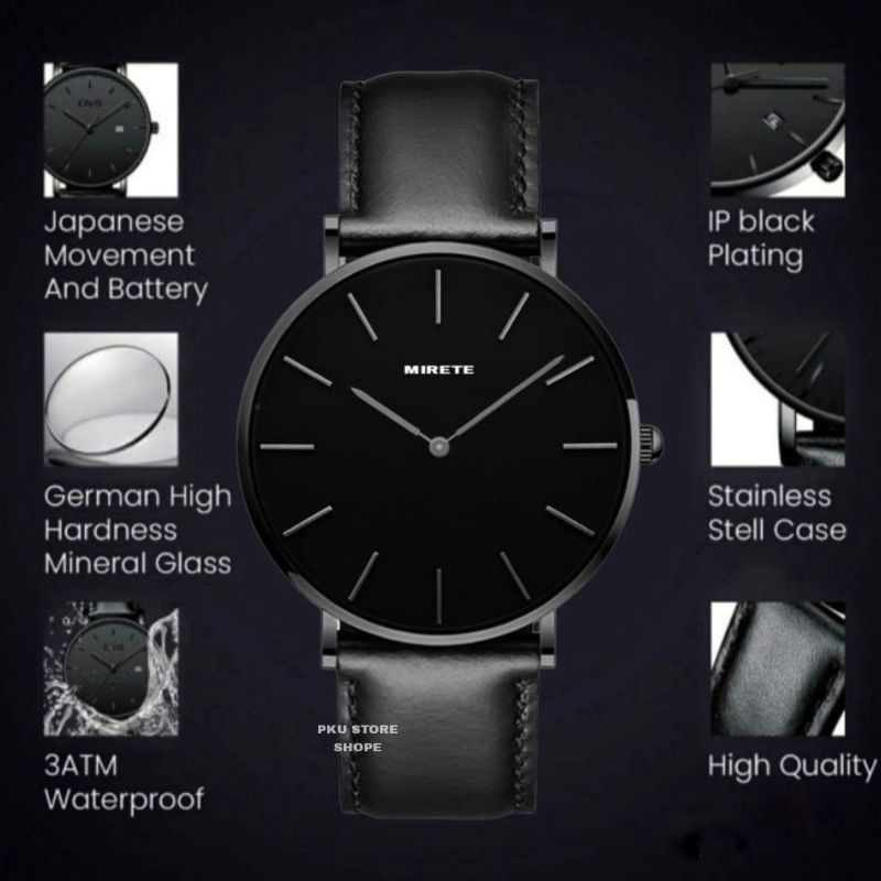 Jam Tangan Pria Tali Kulit Tahan Air KASUAL Analog / Realpick Sesuai Foto Jam Tangan Kasual Fashion Pria Water Resistant