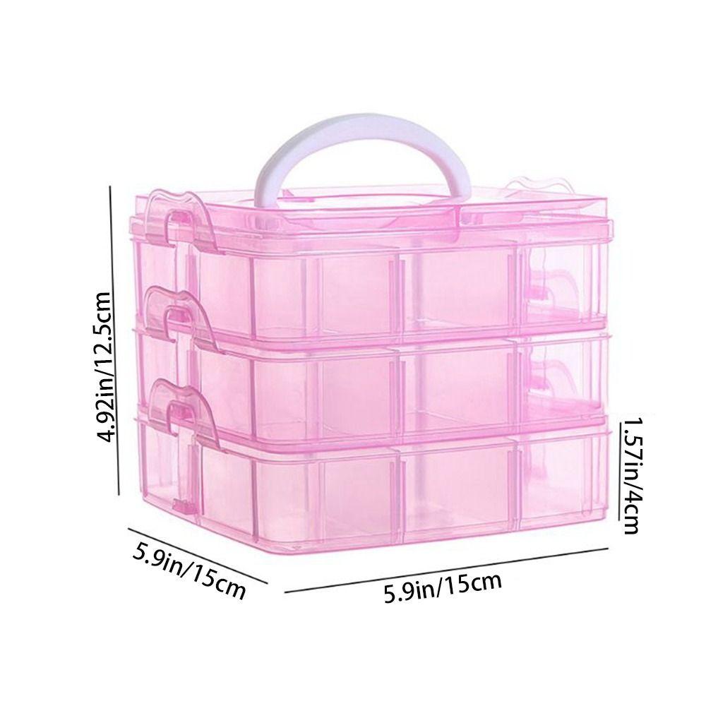 [Elegan] Kotak Penyimpanan Plastik Praktis 18sekat 3lapis Removable Stackable Vintage Jewelry Bead Organizer