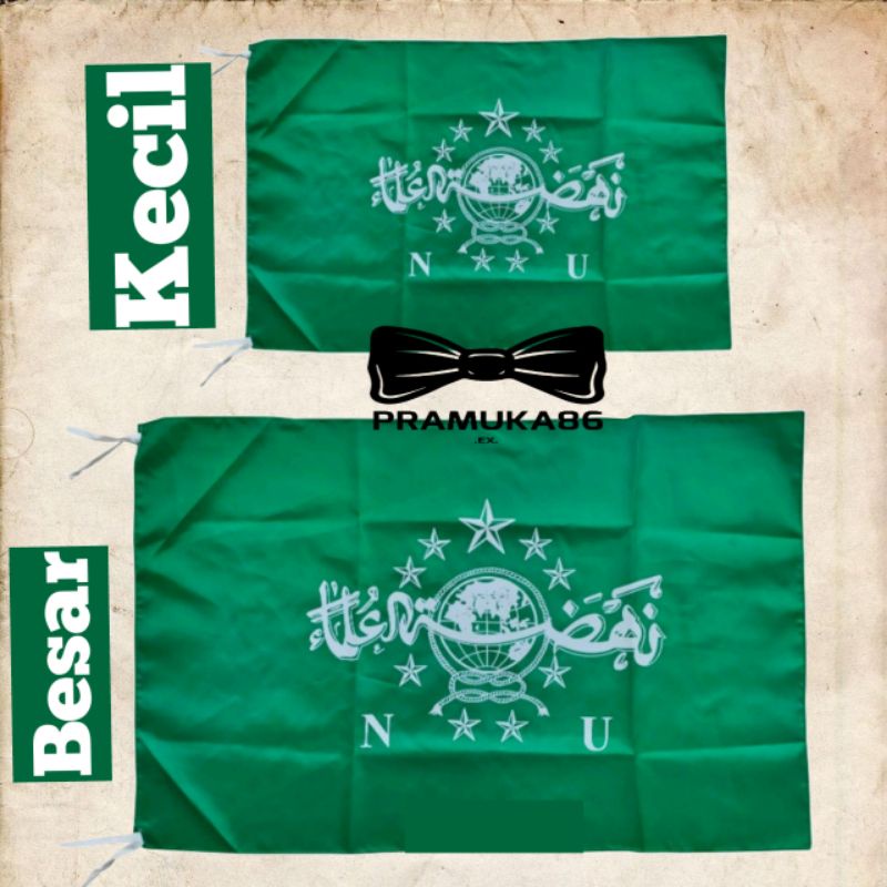 Bendera NU Nahdhatul Ulama Kecil &amp; Besar Sablon Bijian