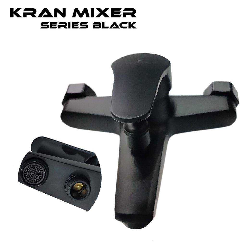 (SerbaSerbi) Kran bathub black series panas dingin - Kran mixer hitam komplit shower mandi