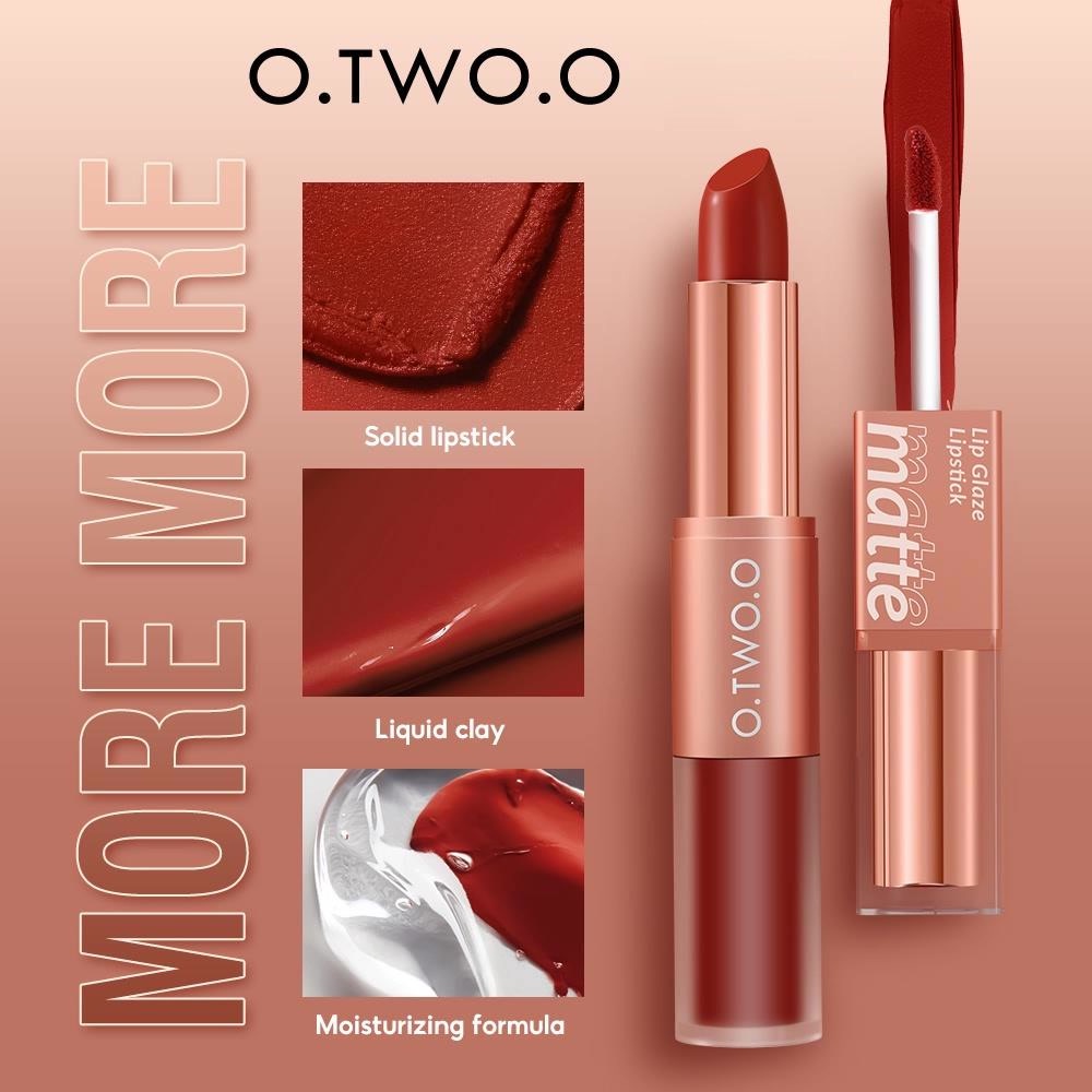 ★ BB ★ O.TWO.O Splendid Matte Double Ended Lipstick - Intense Color Dual-Stick 2 In 1 Liquid Matte Misty Velvet Lip Tint - Lip Glaze | O TWO O