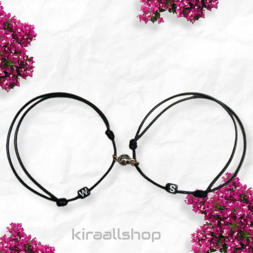 Gelang Couple Magnet Inisial | Gelang Tali Korea | Gelang Pasangan Viral