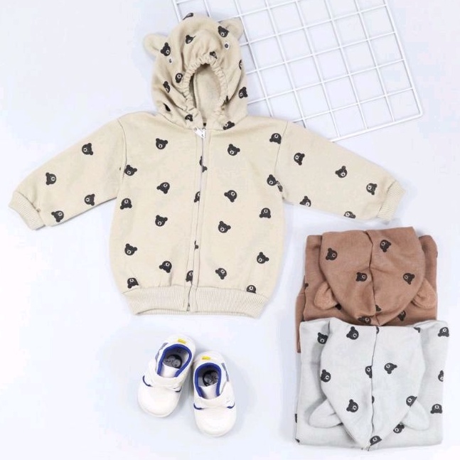 Jaket Bayi Baby BEAR / Jaket Anak Jacket Bayi Panda 0-6 Bulan / Jaket Kupluk Resleting