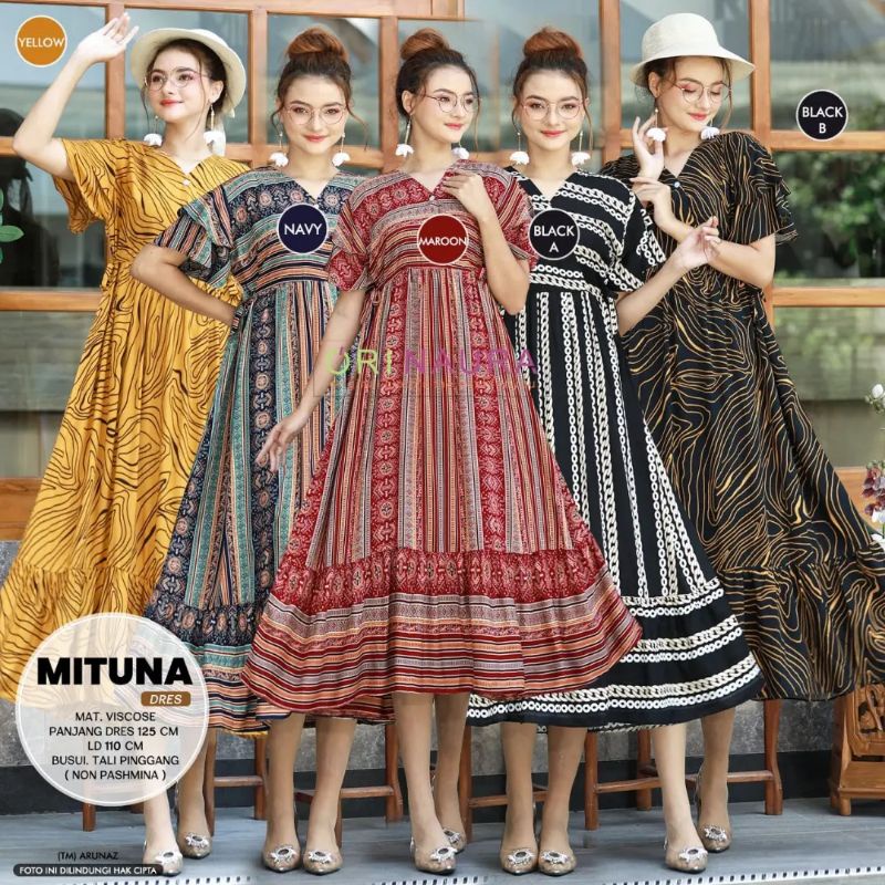 Dres Lengan Pendek [mituna dres, Lazima dres, Kumara dres] daster busui friendly  ori naura