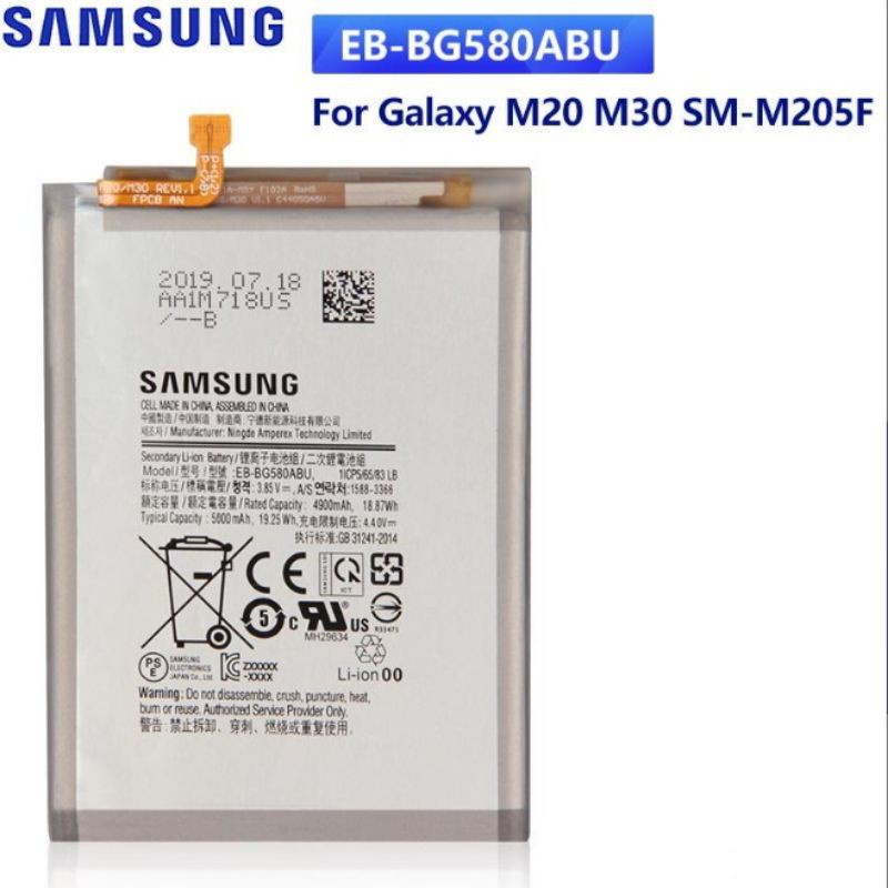 Baterai Samsung M20 M205 M30 M305 Batrai Samsung M30 M20 Model EB-BG580ABU ORIGINAL 100 %