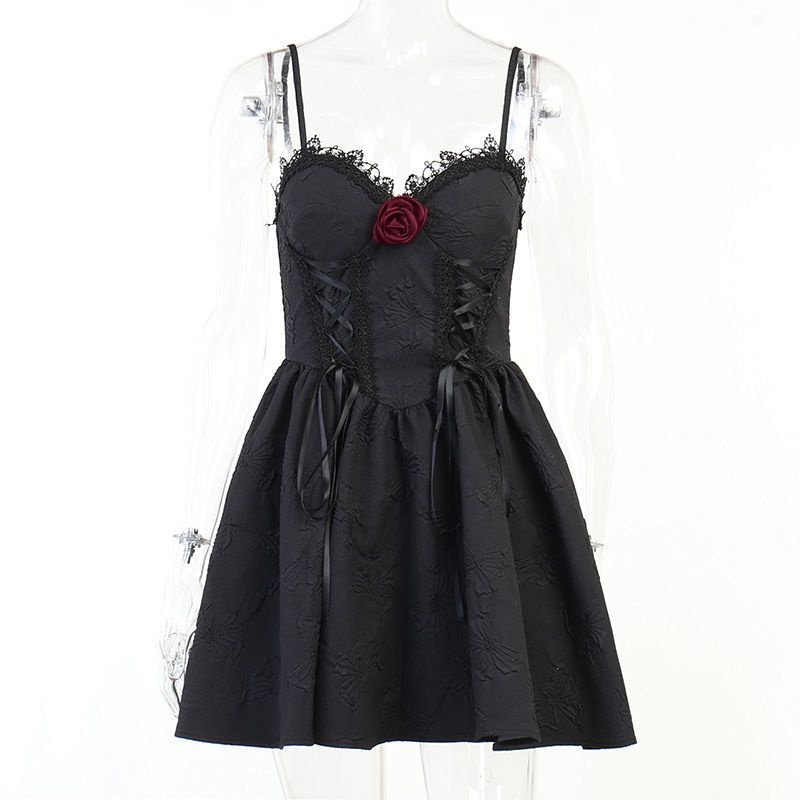 [MikanHiro Store] Gothic style Lolita black mini dress brand DarkLooks
