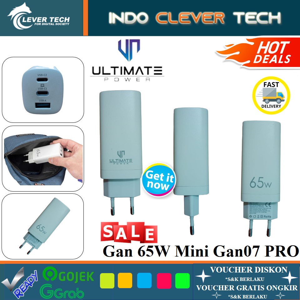 Ultimate Charger Fast Chaging Gan 65W Mini Gan07 PRO Original