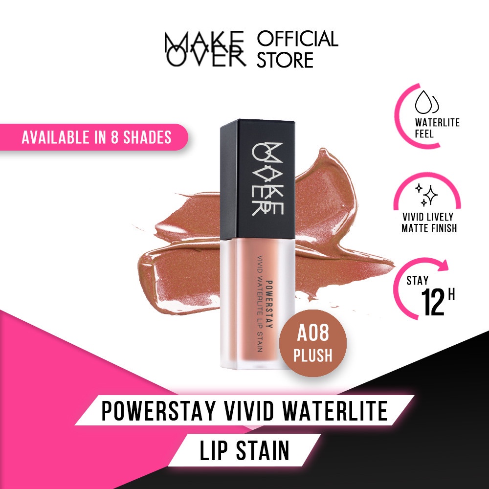 MAKE OVER Powerstay Vivid Waterlite Lip Stain A08 Plush  5.5g