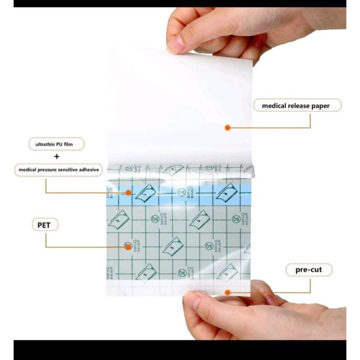 Plester anti air / Tranparent film dressing roll / Pu film / Perban luka perekat film