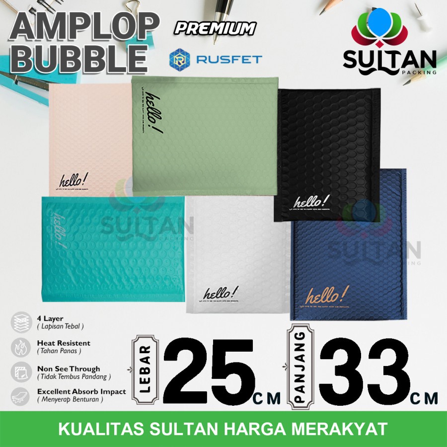 

AMPLOP BUBBLE MAILER 25x33cm WRAP ENVELOPE RUSFET PREMIUM TERMURAH SATUAN