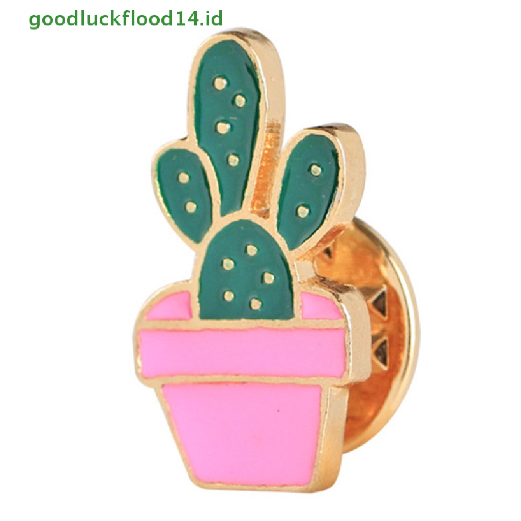 [GOOGFOUR] 6 Pcs/Set Enamel Bros Pin Tanaman Kaktus Kerah Pin Lencana Wanita Perhiasan Hadiah [TOP]