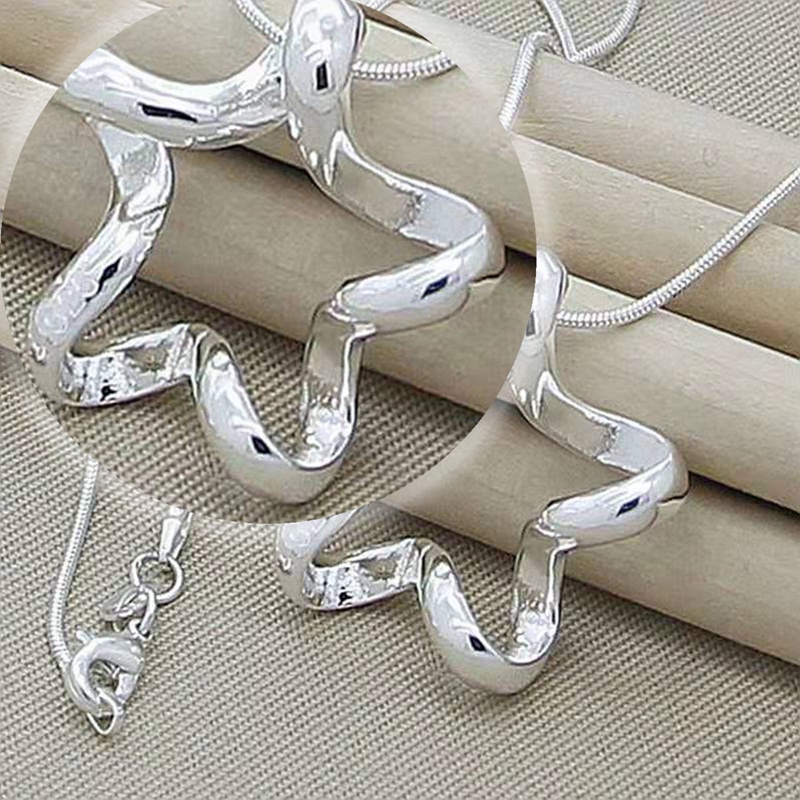 Kualitas Tinggi925 Sterling Perak Bintang Laut Liontin Kalung Rantai Ular Untuk Wanita Fashion Pernikahan Pertunangan Perhiasan Hadiah