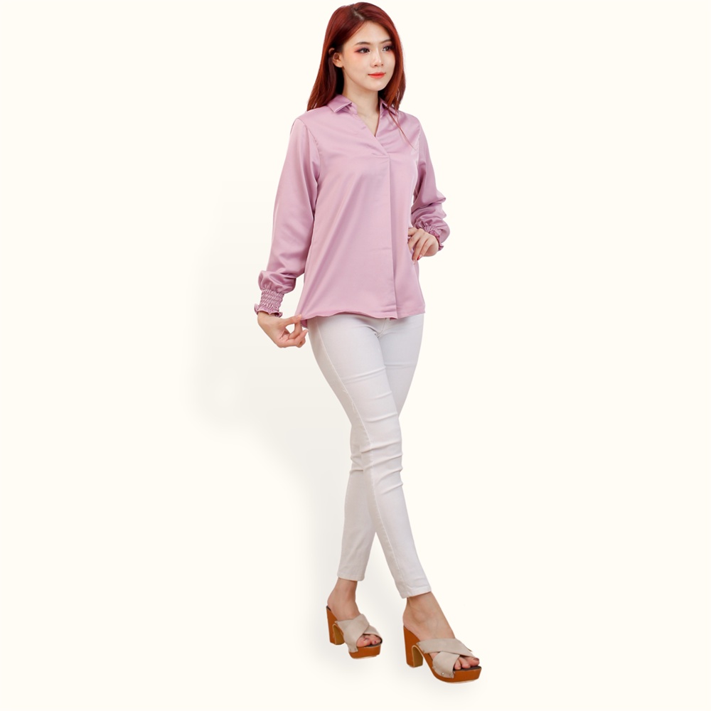 Blus Safire Ruby lengan panjang Gaya Korea - XSHOP Yosia