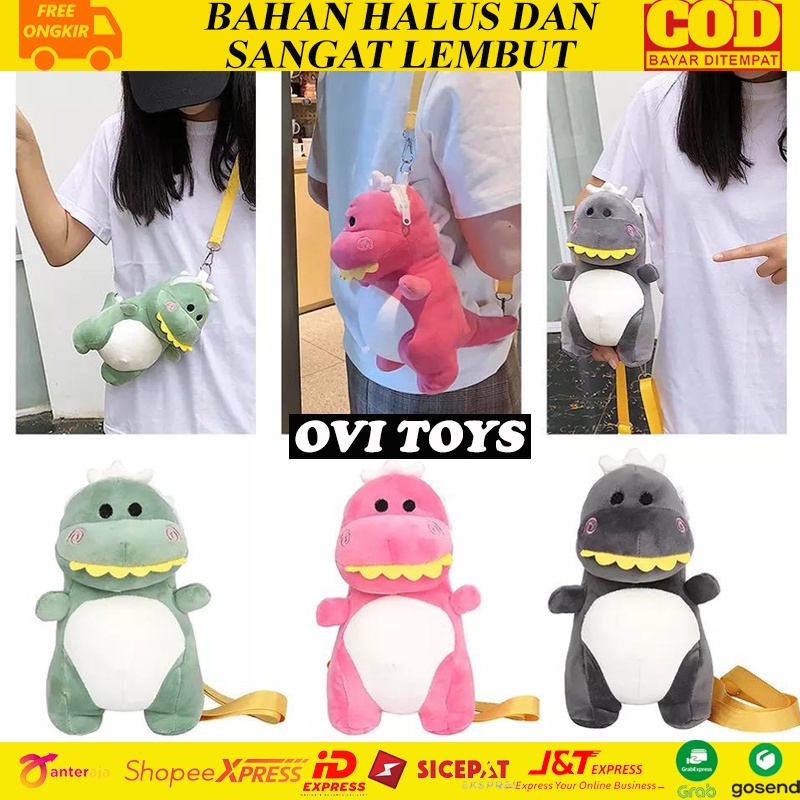 Tas Dinosaurus import Terbaru Shoulder Bag Lucu Selempang Kartun Untuk Wanita Dino Bahan Plush Boneka