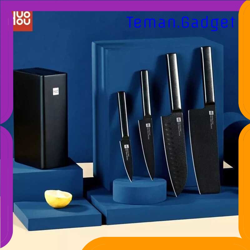 TD - DPR Huohou Set Pisau Dapur &amp; Holder Kitchen Knife 5 in 1 - HU0076