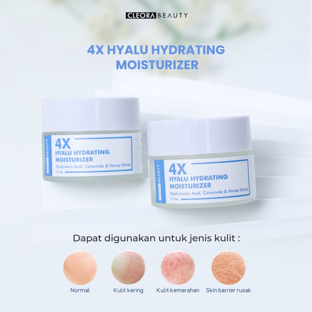 [ Agen Resmi ] Cleora 4X Hyalu Hydrating Moisturizer - Cloera Pelembab Wajah Memperbaiki Skin Barrier dan Primer Menghidrasi Kulit Wajah