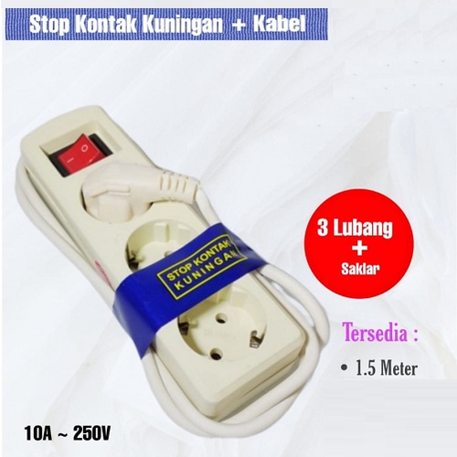 Stop Kontak 3LB Kabel 1,5 + Saklar Kualitas SNI  FULL Tembaga Steker Tahan Panas