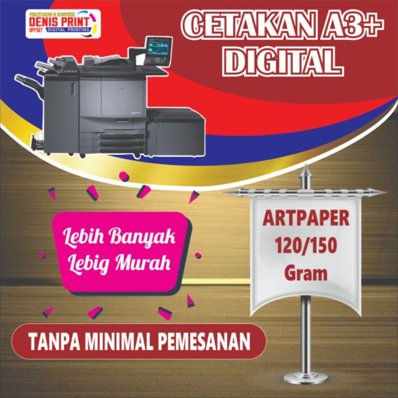 

Cetak Kertas Artpaper 120/150gram custom/Bahan Brosur